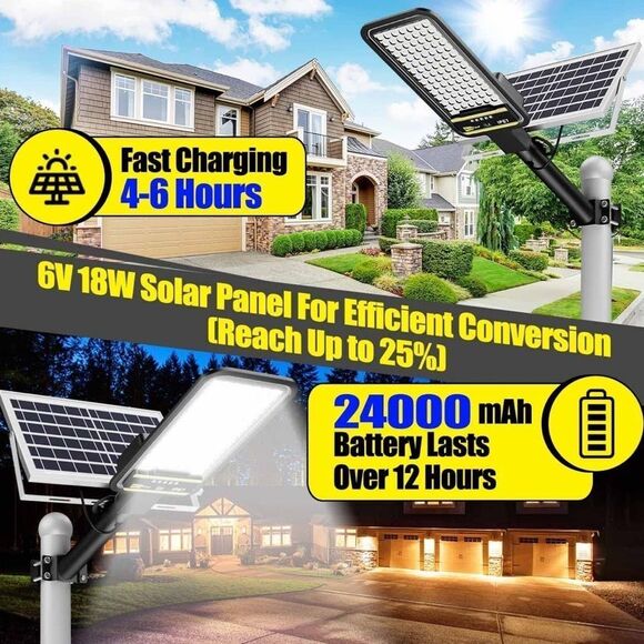 Solar Street Lights Outdoor  196LEDs Srteet Lights Solar Powered IP67 ps5 - Picture 2 of 7